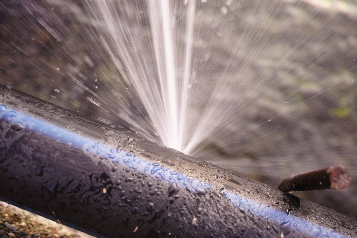 Fuite sur une conduite d'eau potable